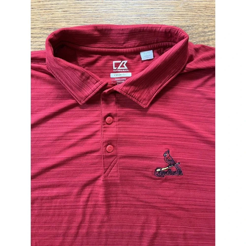 St. Louis Cardinals Men's XL Red Polo Shirt MLB DryTec 50+ Cutter & Buck - Picture 2 of 9